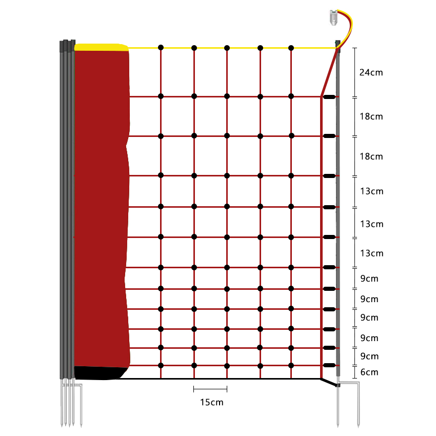 Lydite® 150cm Electric Fence Netting,Double Spikes,Wildlife Net