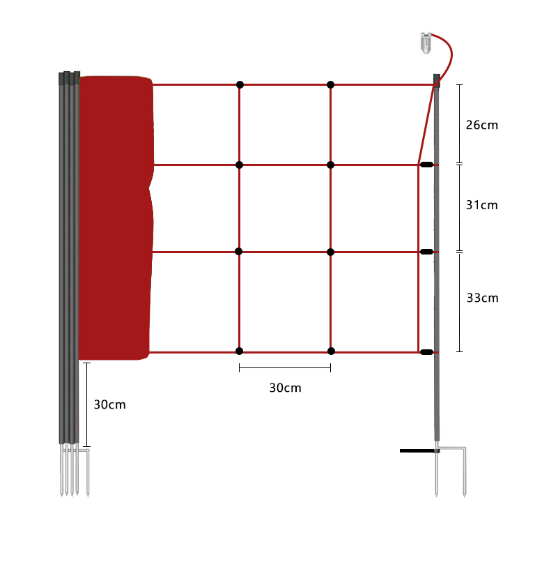 Lydite® 90cm Electric Fence Netting,Double Spikes,Horse Net